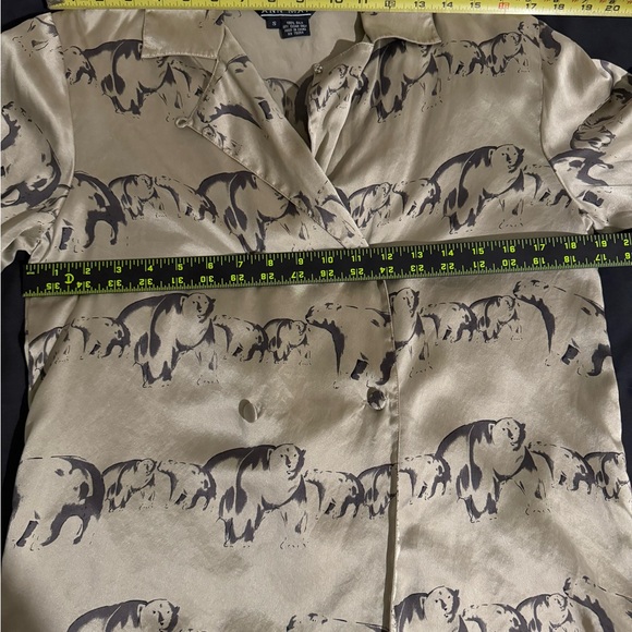 Vintage Ann May Double Breasted Silk Charmeuse Polar Bear Blouse - Picture 3 of 5